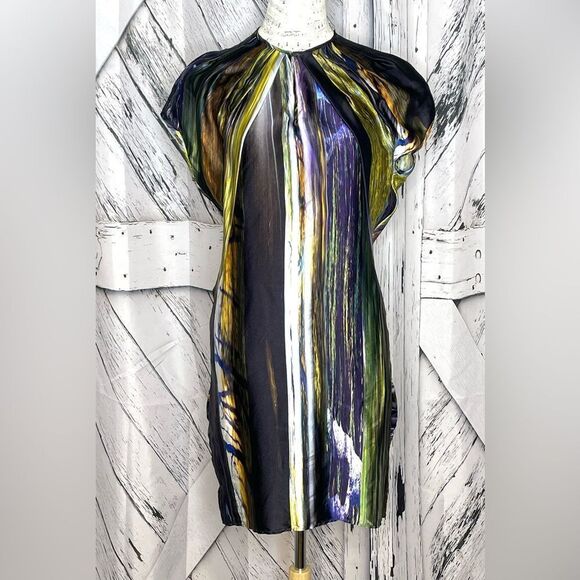 ZERO MARIA CORNEJO Silk Shift Stripe Dress 4 - Picture 1 of 7